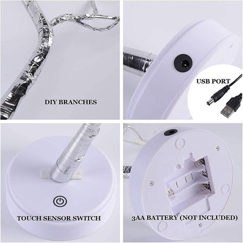20 108LED Fairy Sparkly Tree Lamp - USB & 3AA Powered with Remote Control, 8 Modes for Christmas and Desktop Decor