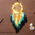 Dream Catcher with Bicolor Mesh, Handmade Dark Tone Dreamcatcher with Black and Turquoise Feather Wall Hanging
