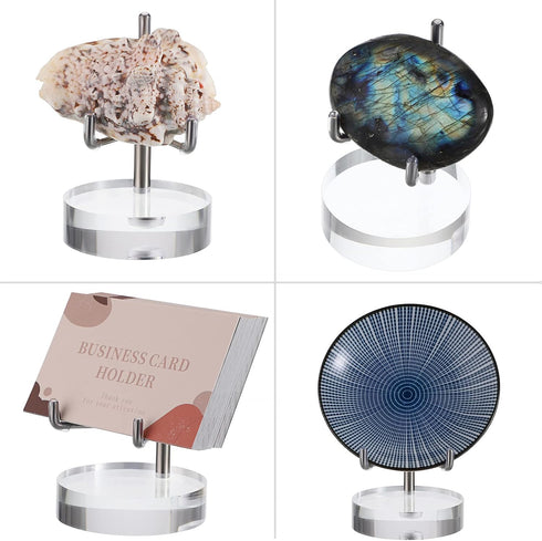 Hipiwe Adjustable Metal Arms Display Stand, Small Easel Holder with Acrylic Base for Fossil, Coral, Geodes, Rock,