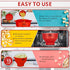 SOL Heat-Resistant Cooking Utensil Set, Microwave Silicone Popcorn Maker with Lid, BPA Free, Collapsible Bowl (Red)
