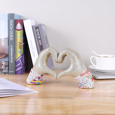 Heart Hand Sculpture, Champagne Gold Home Decor Aesthetics for Shelves on Coffee Table Dining Table Centerpiece