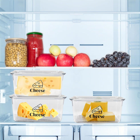 Yomjarl 3 Pack Cheese Container Airtight with Draining Basket Cream Block Cheese Sliced Cheeses Box with Lid Saver