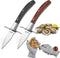 Oyster Shucking Knife Set, 2 Sturdy Sharp Oyster Knives with Comfort Wood Handle and Cut-Resistant Gloves (L)
