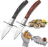 Oyster Shucking Knife Set, 2 Sturdy Sharp Oyster Knives with Comfort Wood Handle and Cut-Resistant Gloves (L)