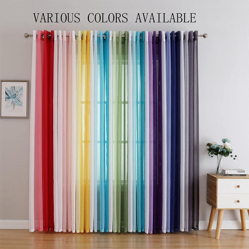 G2000 84 Inch Grommet (2 Set) Sheer & Drapes Grey and White Ombre Curtains for Bedroom & Living Room with Light