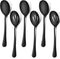 LIANYU 6-Piece Large Black Serving Spoons, Slotted Serving Utensils for Party Buffet, 9.8 Inch, Dishwasher Safe