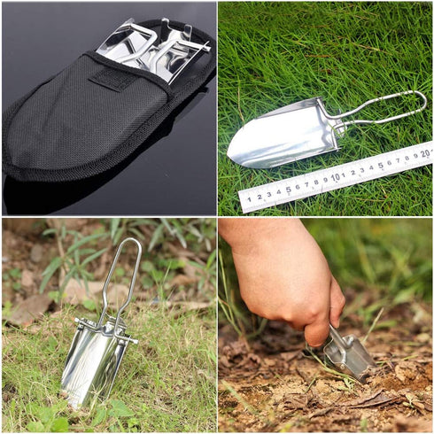 YamaziHD Mini Lightweight Shovels, Foldable Stainless Steel Garden Trowel, Handy Camping Tool for Potting and Gardening
