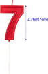 2.76in Birthday Candles Glitter Cake - Red Number 7 Candles Topper Decoration for Party Celebration
