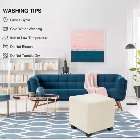 1PC NeColorLife Small Square Ottoman Cover, Stretch Knitted Jacquard Slipcover for Footstool Storage Ottoman, Soft