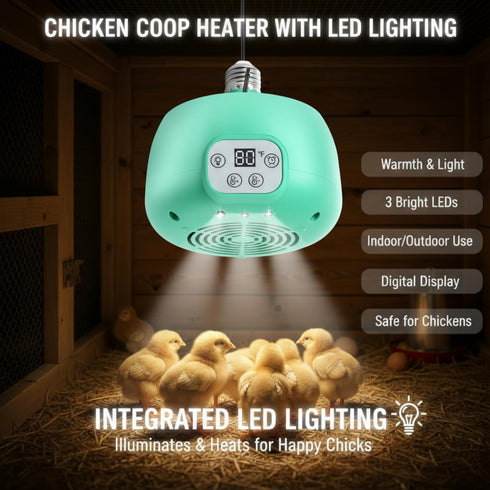 2 Sets 5 Enhon Chicken Coop Heater, Timing Heat Lamp for Chickens, Smart Temperature Control Chicken Brooder Heater