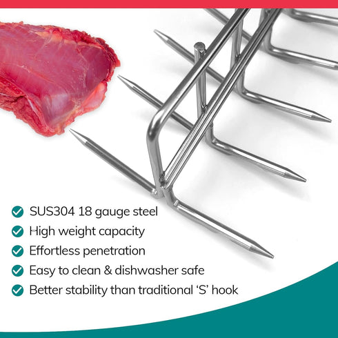 12-Prong SUS304 12.5 5.8 The Sausage Maker Bacon Hanger Meat Hooks Stainless Steel, Heavy Duty Butchers Hook