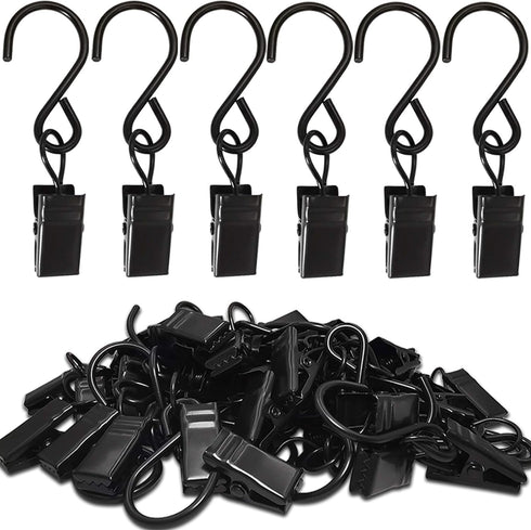Stainless Steel S Hooks Curtain Clips, 50 Pack Hanging Party Lights Clips Hangers for Photo, Art Craft Display, 2.4