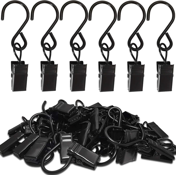 Stainless Steel S Hooks Curtain Clips, 50 Pack Hanging Party Lights Clips Hangers for Photo, Art Craft Display, 2.4