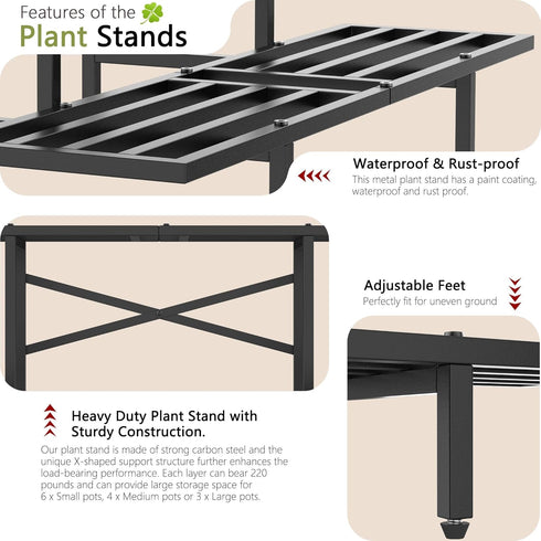 2 GIOTORENT Tier Plant Stand Indoor, Narrow Plant Stand Outdoor, Display Rack Corner Flower Rack Stand for Living Room