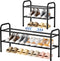 Kitsure Extendable Shoe Rack - 2-Tier Adjustable Metal Shoe Organizer, Sturdy Rust-Resistant