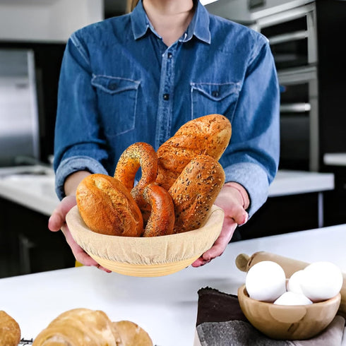 6 Pcs Banneton Bread Proofing Basket Linen Cloth Liners, 10 Inch Round and Oval Baking Dough Basket Cover for Sourdough