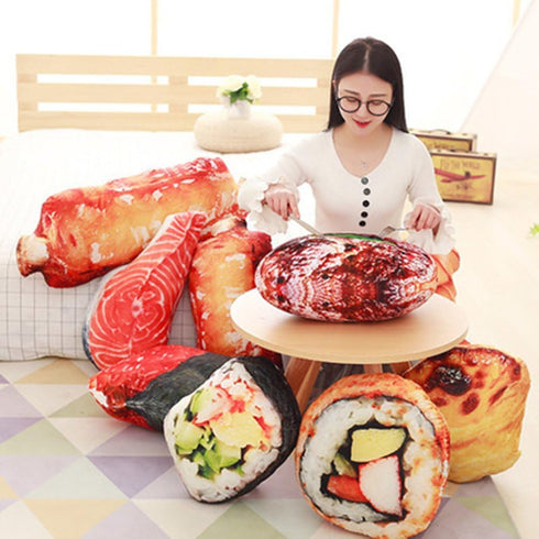 ChezMax Cute Plush Decorative Throw Pillow for Home Office Sofa, Stuffed Back Cushion, Creative Sushi Design, 18.1"