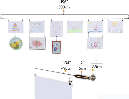 Wallniture Curtain Rod Set for Tapestry, Kids Crafts, Wall Decor with 24 Metal Clips