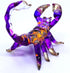 Scorpion Miniature Figurines - Hand Painted Blown Glass Art Collectible Gift Decor, Orange Purple