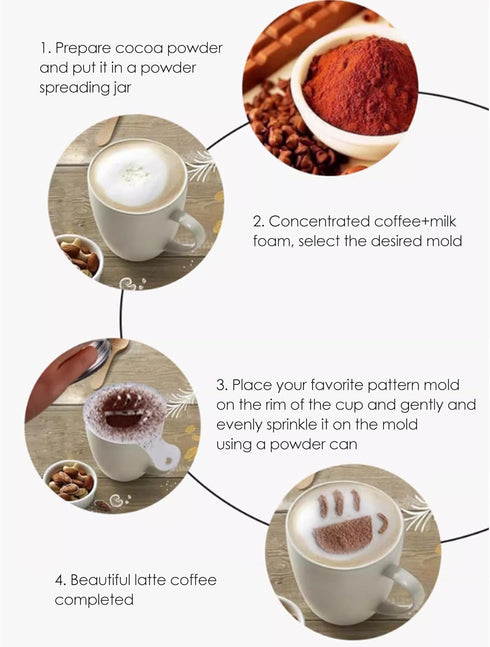 16Pcs Plastic Coffee Stencils, Various Patterns Art DIY Mold Tools for Cappuccino Chocolate Latte