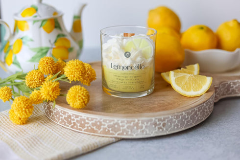 Dessert Candle Lemoncello, Long Lasting Scent Citrus Bergamot Mint, Natural Coco Soy Wax, 9 oz