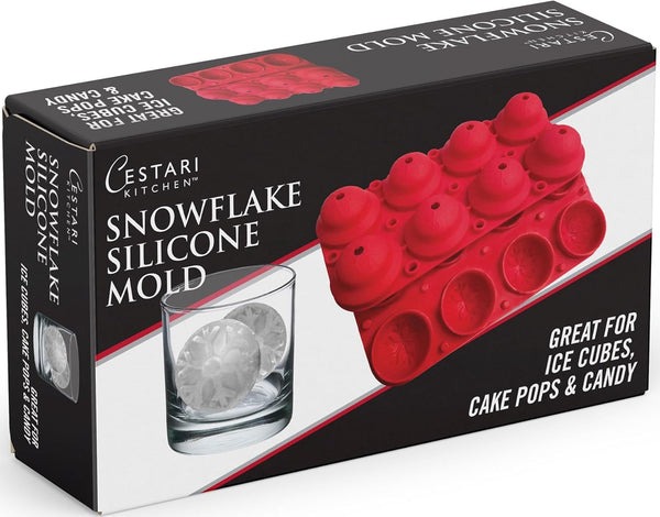 Silicone Snowflake Mold Set, Christmas Ice Cube Molds, Heat Safe BPA Free Silicone, Exceeding FDA (Christmas Red)