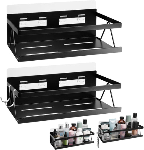 Spice Rack for Refrigerator, Kitchen Home Organization and Storage Adhesive Rack (2 Pack, Black)