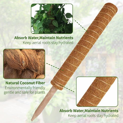 4 Pack 16 inch Moss Pole Monstera Plant Support: Stackable Coco Coir Moss Totem Stake Tall Plants Rod Stand Grow Stick