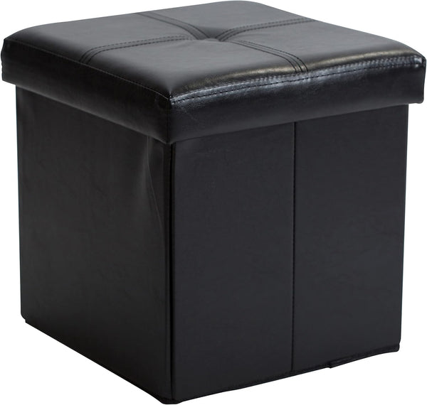 Simplify Faux Leather Folding Storage Ottoman | Single | Collapsible | Tufted