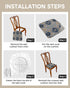 Boho Blue Brown Seat Covers for Dining Room Chairs, Stretch Cushion Protector for Kitchen Set of 2