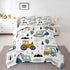 Set Set Set Set 3Pcs Feelyou Cartoon Car Kids Comforter Construction Bedding for Boys Toddler Decor Equipment Trucks