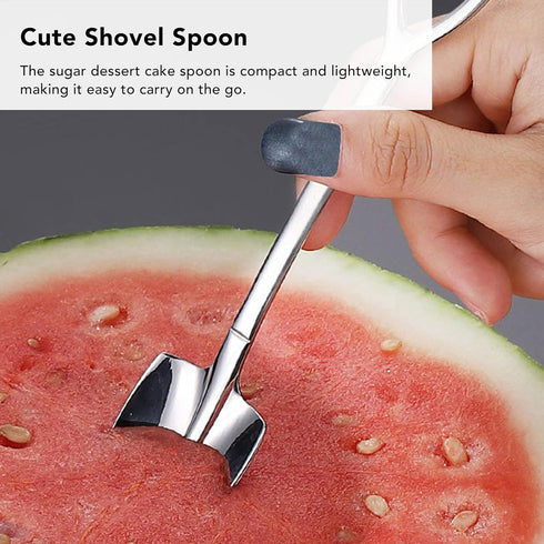 Ice Cream Spoon, Stainless Steel Cute Shovel Spoon, Reusable Sugar Dessert Cake Spoon for Home Cafe (4 Pointed Shovel)