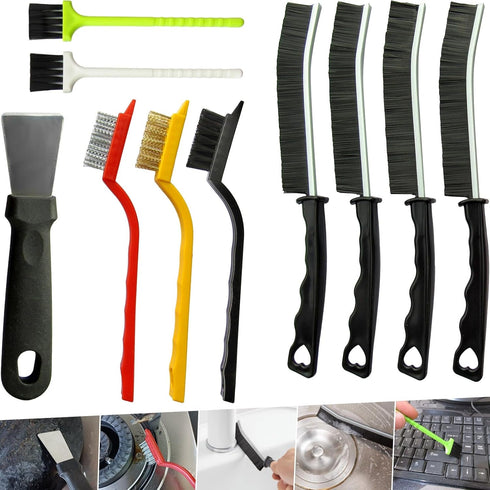 10Pcs Crevice Cleaning Tools, Hard Bristle Brush Set for Small Spaces, Household Use for Bathroom Tiles and Kitchen