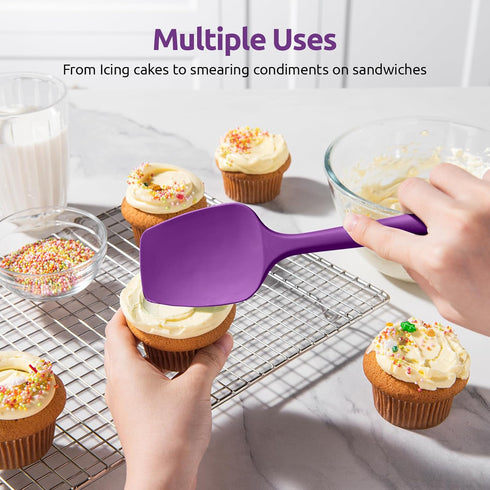 U-Taste 3-Piece Silicone Spoon Spatula Set, High Heat Resistant Kitchen Utensils for Nonstick Cookware (Purple)
