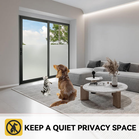 Window Privacy Film, Frosted Glass Window Film for Bathroom and Home Office, Static Cling Non-Adhesive Coverings