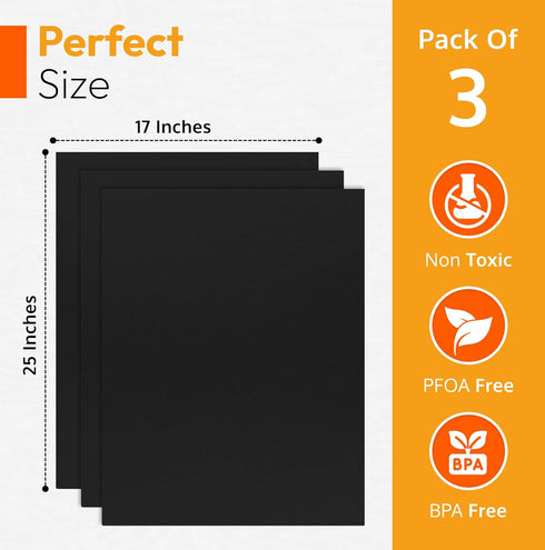 Thick Heavy Duty Oven Liners for Electric Oven | 3 Pack Non-Stick Reusable Oven Mats | BPA & PFOA Free