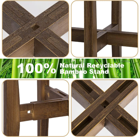 8 12 Inches 1 Pack) OERGKE Adjustable Plant Stand, Bamboo Mid Century Modern Indoor Plants Stands, Corner Flower Holder
