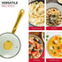 Holstein Housewares 2.5QT White Ceramic Nonstick Saucepan with Lid, Gold Color & Stainless Steel Handle