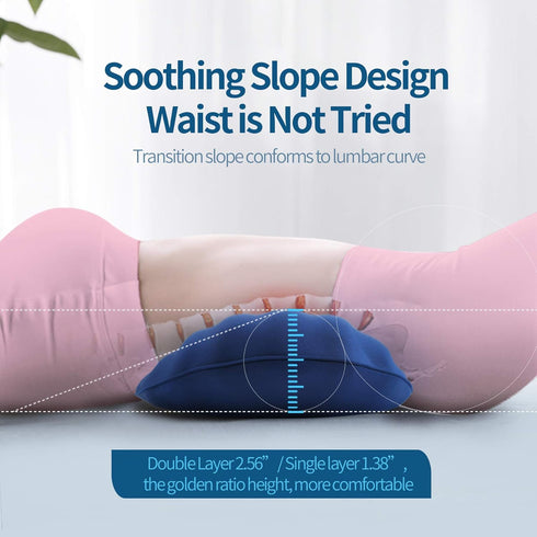 Adjustable Memory Foam Lumbar Support Pillow for Sleeping, Back Pain Relief, with 2 Insert Pads