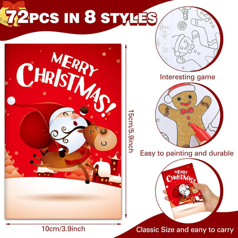 144 Fulmoon Pcs Christmas Coloring Books Bulk with Crayons Christmas Tree Santa Claus Reindeer Snowman Xmas Mini