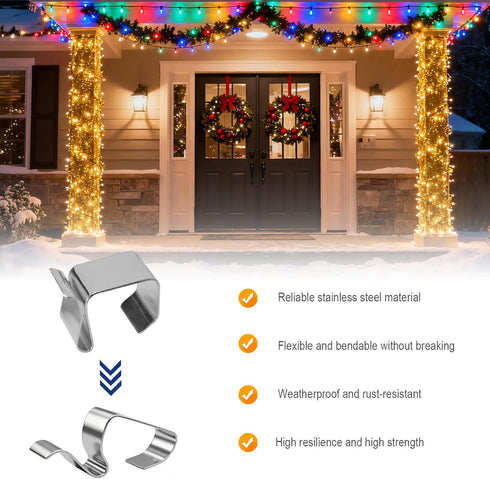 EATAKWARD 150 0.8'' 0.6'' PCS Christmas Lights Gutter Hooks, x Galvanized Holiday Lighter Roof Hooks, Light Clips Xmas