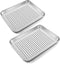 P&P CHEF Mini Toaster Oven Pan Set of 2, 9 x 7 x 1 Inch Stainless Steel Small Baking Cookie Pan for Cooking & Roasting