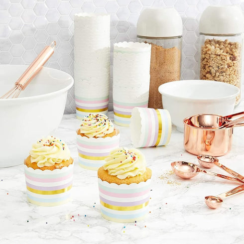 Sparkle and Bash 50-Pack Pastel Cupcake Liners - Large Paper Baking Cups for Birthdays, Home Baking, Bake Sales, Bridal Showers (2.2 In) by Sparkle and Bash