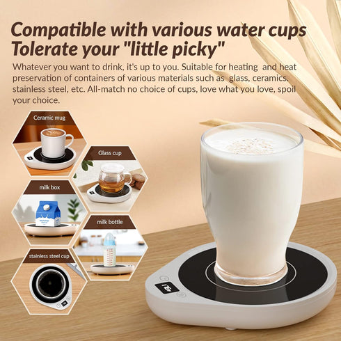 3 Settings, 4H Mug Warmer, Upgrade Coffee Warmer & Cup Warmer for Desk with Temperature More Hot Coffee Mug Warmer
