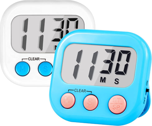 Timer for Kids Teachers Supplies, Digital Kitchen Timers for Cooking, Large Magnetic Classroom Timer 2 Pack