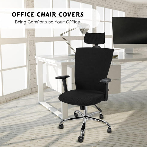 Lounsweer 3 Pieces Headrest Chair Cover, Office Chair Cover, Rolling Desk Chair Cover, Gaming Chair Covers, Stretch