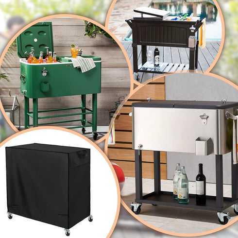 RGQSUN 80-100 Patio Cooler Cart Cover,Fits for Most Quart Rolling Cooler Cart,Waterproof Patio Ice Chest Protective