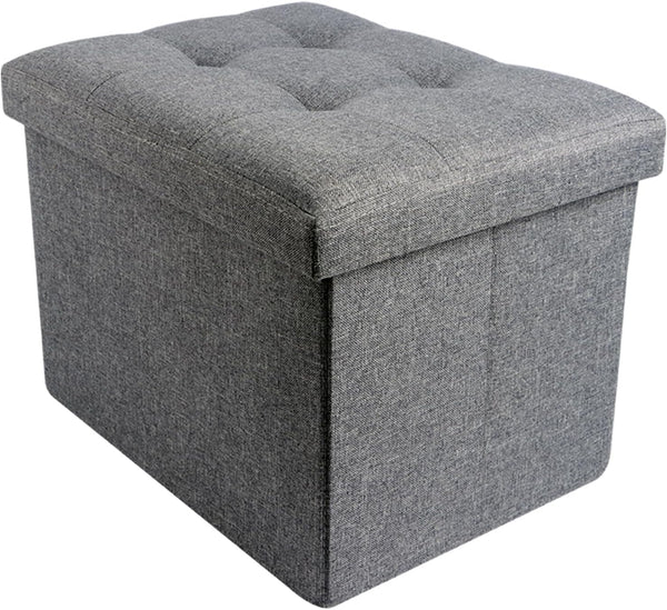 NIENIE Linen Folding Storage Ottoman Coffee Table Small Foot Stool for Living Room,