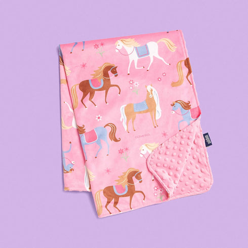 Wildkin Plush Baby Blanket - Soft & Cozy Comfort, Ideal for Toddlers, Travel & Daycare - Horses