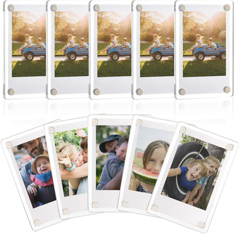 ONE WALL Acrylic Fridge Magnetic Frame, Double Sided Photo Refrigerator Magnet for Fujifilm Instax Mini, Pack of 10